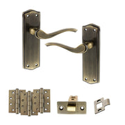 Atlantic Old English Warwick Door Handle Pack (Latch Set - 3" CE Latch, 4" Fire Rated Hinges x3)