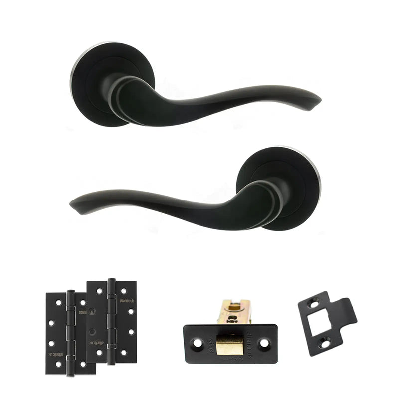 Atlantic Old English Warwick Door Handle Pack (Latch Set - 3" CE Latch, 4" Slim Knuckle Hinges x2)