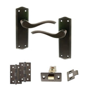 Atlantic Old English Warwick Door Handle Pack (Latch Set - 3" CE Latch, 4" Slim Knuckle Hinges x2)
