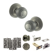 Atlantic Old English Ripon Door Knob Pack (Bathroom Set - 3" Deadbolt, 4" Fire Rated Hinges x3)