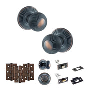 Atlantic Old English Ripon Door Knob Pack (Bathroom Set - 3" Deadbolt, 3" Fire Rated Hinges x3)