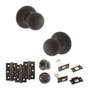 Atlantic Old English Ripon Door Knob Pack (Bathroom Set - 3" Deadbolt, 3" Fire Rated Hinges x3)