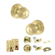 Atlantic Old English Ripon Door Knob Pack (Bathroom Set - 3" Deadbolt, 4" Slim Knuckle Hinges x2)