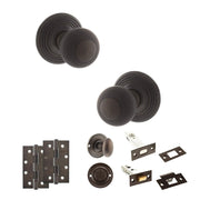 Atlantic Old English Ripon Door Knob Pack (Bathroom Set - 3" Deadbolt, 4" Slim Knuckle Hinges x2)
