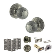 Atlantic Old English Ripon Door Knob Pack (Bathroom Set - 4" Deadbolt, 3" Fire Rated Hinges x3)
