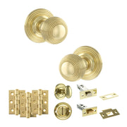 Atlantic Old English Ripon Door Knob Pack (Bathroom Set - 4" Deadbolt, 3" Fire Rated Hinges x3)