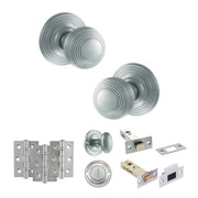 Atlantic Old English Ripon Door Knob Pack (Bathroom Set - 4" Deadbolt, 3" Fire Rated Hinges x3)
