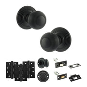 Atlantic Old English Ripon Door Knob Pack (Bathroom Set - 4" Deadbolt, 4" Fire Rated Hinges x3)