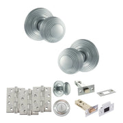 Atlantic Old English Ripon Door Knob Pack (Bathroom Set - 4" Deadbolt, 4" Fire Rated Hinges x3)