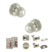 Atlantic Old English Ripon Door Knob Pack (Bathroom Set - 4" Deadbolt, 4" Slim Knuckle Hinges x2)