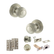 Atlantic Old English Ripon Door Knob Pack (Bathroom Set - 4" Deadbolt, 4" Slim Knuckle Hinges x2)