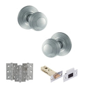 Atlantic Old English Ripon Door Knob Pack (Latch Set - 3" HD Latch, 3" Fire Rated Hinges x3)