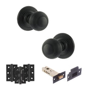 Atlantic Old English Ripon Door Knob Pack (Latch Set - 3" HD Latch, 3" Fire Rated Hinges x3)