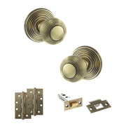 Atlantic Old English Ripon Door Knob Pack (Latch Set - 3" HD Latch, 4" Slim Knuckle Hinges x2)