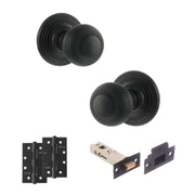 Atlantic Old English Ripon Door Knob Pack (Latch Set - 3" HD Latch, 4" Slim Knuckle Hinges x2)