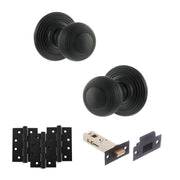 Atlantic Old English Ripon Door Knob Pack (Latch Set - 3" HD Latch, 4" Fire Rated Hinges x3)