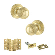 Atlantic Old English Ripon Door Knob Pack (Latch Set - 4" HD Latch, 3" Fire Rated Hinges x3)