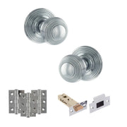 Atlantic Old English Ripon Door Knob Pack (Latch Set - 4" HD Latch, 3" Fire Rated Hinges x3)