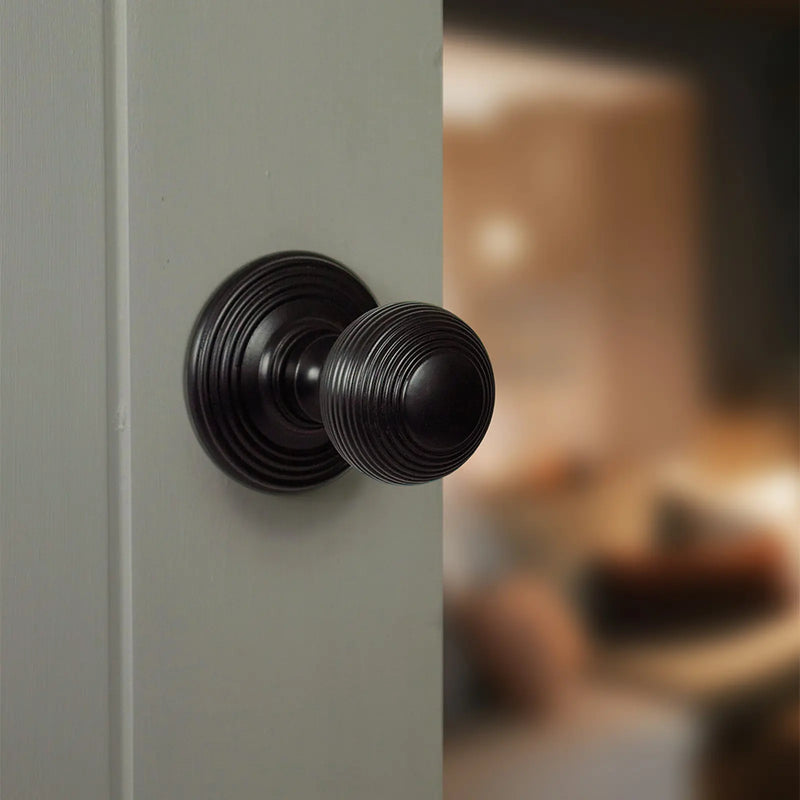 Atlantic Old English Ripon Door Knob Pack (Latch Set - 4" HD Latch, 3" Fire Rated Hinges x3)
