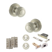 Atlantic Old English Ripon Door Knob Pack (Lock Set - 3" Latch & Deadlock, 4" Slim Knuckle Hinges x2)