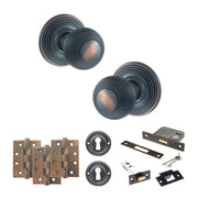 Atlantic Old English Ripon Door Knob Pack (Lock Set - 3" Latch & Deadlock, 4" Fire Rated Hinges x3)