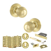 Atlantic Old English Ripon Door Knob Pack (Lock Set - 3" Latch & Deadlock, 4" Fire Rated Hinges x3)