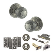 Atlantic Old English Ripon Door Knob Pack (Lock Set - 3" Latch & Deadlock, 4" Fire Rated Hinges x3)