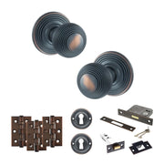 Atlantic Old English Ripon Door Knob Pack (Lock Set - 3" Latch & Deadlock, 3" Fire Rated Hinges x3)