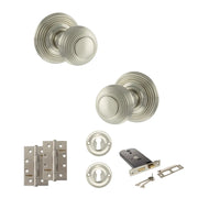 Atlantic Old English Ripon Door Knob Pack (Lock Set - Horizontal Sashlock, 4" Slim Knuckle Hinges x2)
