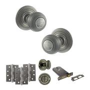 Atlantic Old English Ripon Door Knob Pack (Lock Set - Horizontal Bathlock, 4" Fire Rated Hinges x3)