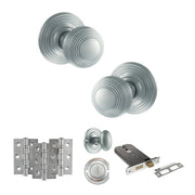 Atlantic Old English Ripon Door Knob Pack (Lock Set - Horizontal Bathlock, 4" Fire Rated Hinges x3)