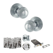 Atlantic Old English Ripon Door Knob Pack (Lock Set - Horizontal Bathlock, 4" Fire Rated Hinges x3)