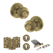 Atlantic Old English Ripon Door Knob Pack (Lock Set - Horizontal Sashlock, 3" Fire Rated Hinges x3)