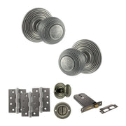 Atlantic Old English Ripon Door Knob Pack (Lock Set - Horizontal Bathlock, 3" Fire Rated Hinges x3)