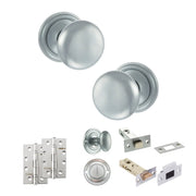 Atlantic Old English Harrogate Door Knob Pack (Bathroom Set - 3" Deadbolt, 4" Slim Knuckle Hinges x2)