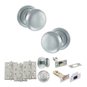 Atlantic Old English Harrogate Door Knob Pack (Bathroom Set - 3" Deadbolt, 4" Fire Rated Hinges x3)