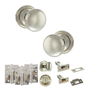 Atlantic Old English Harrogate Door Knob Pack (Bathroom Set - 3" Deadbolt, 4" Fire Rated Hinges x3)