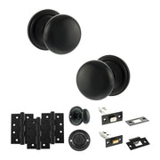 Atlantic Old English Harrogate Door Knob Pack (Bathroom Set - 4" Deadbolt, 4" Fire Rated Hinges x3)