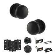 Atlantic Old English Harrogate Door Knob Pack (Bathroom Set - 4" Deadbolt, 3" Fire Rated Hinges x3)