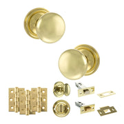 Atlantic Old English Harrogate Door Knob Pack (Bathroom Set - 4" Deadbolt, 3" Fire Rated Hinges x3)