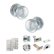 Atlantic Old English Harrogate Door Knob Pack (Bathroom Set - 4" Deadbolt, 4" Slim Knuckle Hinges x2)