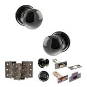 Atlantic Old English Harrogate Door Knob Pack (Bathroom Set - 3" Deadbolt, 3" Fire Rated Hinges x3)
