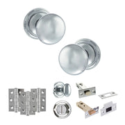 Atlantic Old English Harrogate Door Knob Pack (Bathroom Set - 3" Deadbolt, 3" Fire Rated Hinges x3)