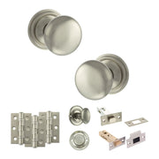 Atlantic Old English Harrogate Door Knob Pack (Bathroom Set - 3" Deadbolt, 3" Fire Rated Hinges x3)