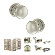 Atlantic Old English Harrogate Door Knob Pack (Bathroom Set - 3" Deadbolt, 3" Fire Rated Hinges x3)