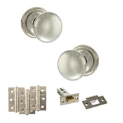 Atlantic Old English Harrogate Door Knob Pack (Latch Set - 3" HD Latch, 3" Fire Rated Hinges x3)