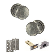 Atlantic Old English Harrogate Door Knob Pack (Latch Set - 3" HD Latch, 4" Slim Knuckle Hinges x2)