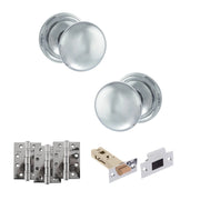 Atlantic Old English Harrogate Door Knob Pack (Latch Set - 3" HD Latch, 4" Fire Rated Hinges x3)