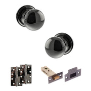 Atlantic Old English Harrogate Door Knob Pack (Latch Set - 4" HD Latch, 4" Slim Knuckle Hinges x2)