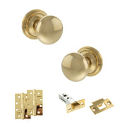 Atlantic Old English Harrogate Door Knob Pack (Latch Set - 4" HD Latch, 4" Slim Knuckle Hinges x2)